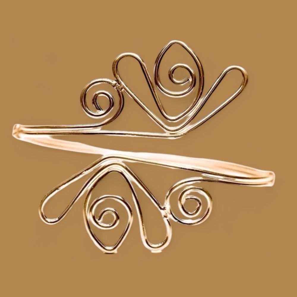 NWT Boho Egyptian Curves Adjustable Arm Bangle – Gold Metal Alloy - Picture 9 of 11